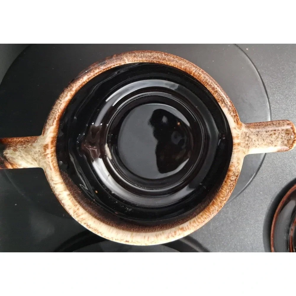 Vintage Pfaltzgraff Gourmet Brown Drip‎ Glaze Creamer, Sugar Set w/ Lid, #24,#23